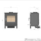 Technical Drawing of Contemporary  5WS wood burning stove by Hestia Concepts