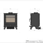 Traditional 5WS wood-burning stove technical drawing by Hestia Concepts