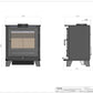 Traditional 8WS wood-burning stove technical drawing by Hestia Concepts